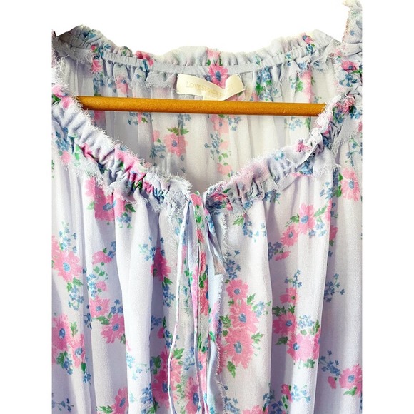 LOVESHACKFANCY Wisteria Tiered Popover Dress Silk Mini Lilac Purple Floral XS - Picture 5 of 10